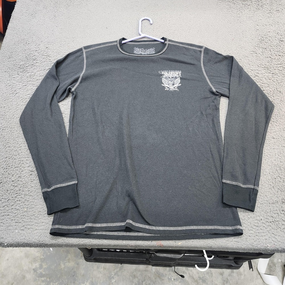 Tipsy Shirt Mens XL Gray Long Sleeve Lake Of The Ozarks Bikefest Skull Tee 2021